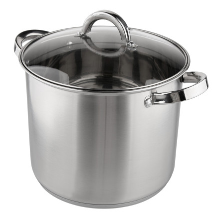 Fabio Garnek Wysoki Nierdzewny 24cm 8,5l z Pokrywą Szklaną – EAN: 5904252332733