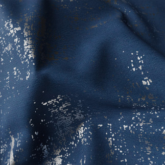 Angela tkanina dekoracyjna, wysokość 320cm, kolor 037 ciemny niebieski ze srebrnym nadrukiem