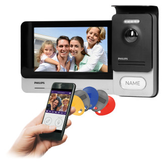 Philips welcomeeye connect 2, zestaw wideodomofonowy, bezsłuchawkowy, kolor, lcd 7", dotykowy, menu osd, wi-fi + app na telefon,