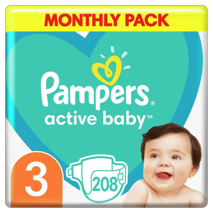 Pampers zestaw pieluch active baby mth box 3 (6-10 kg)  208