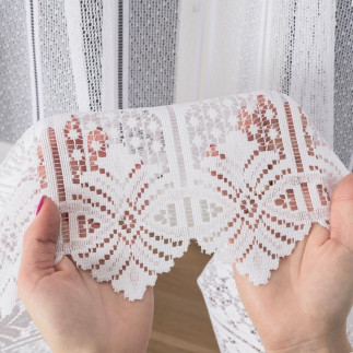 Zazdrostka panelowa żakardowa ze wzorem na samym dole, wysokość 90cm, kolor 001 biały