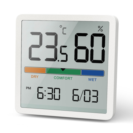 Termometr/higrometr z funkcją zegara i daty, greenblue, bateria cr2032, zakres temp. -9.9 st. c do +60 st. c.,gb380