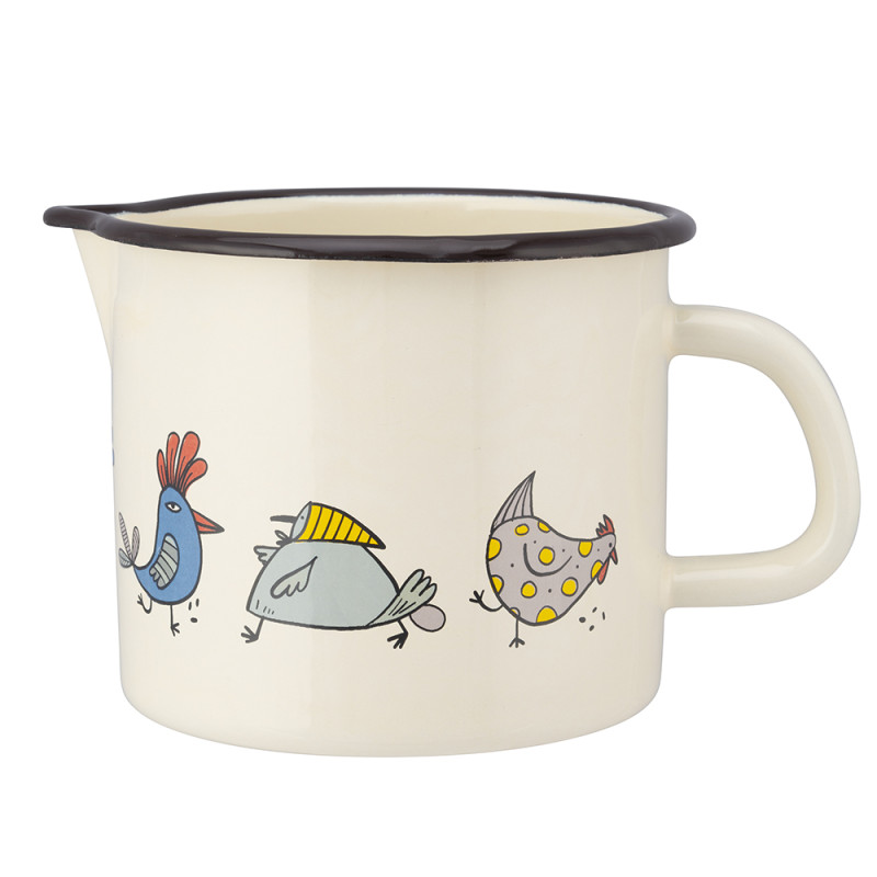 Kubek emaliowany z dzióbkiem 1,15l dekoracja kurki, średnica 12cm, wysokość 11,5cm, EAN: 5904252383209
