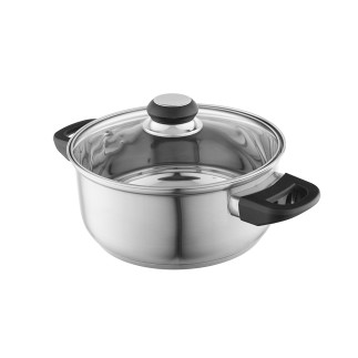Emilio Garnek Nierdzewny 1,9L 18cm z Pokrywą Szklaną, EAN: 5904252373996