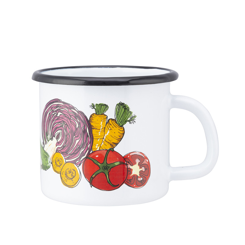 Kubek emaliowany 0,45l z dekorem warzyw bz, średnica 9cm, wysokość 9cm - EAN: 5904252383360