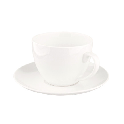 Filiżanka porcelanowa ze spodkiem Bella Ecru kremowa 270 ml