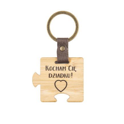 Brelok drewniany z grawerem 3,5x4 cm dek. dzień dziadka