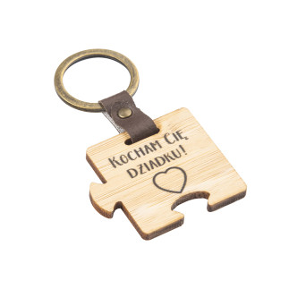 Brelok drewniany z grawerem 3,5x4 cm dek. dzień dziadka