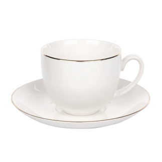 Filiżanka 270 ml. ze spodkiem 15 Cm Porcelana Kremowa w Opasce