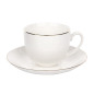 Bella Złota Linia Filiżanka 270 ml ze Spodkiem 15 cm Porcelana Kremowa Opaska New EAN: 5904252363621