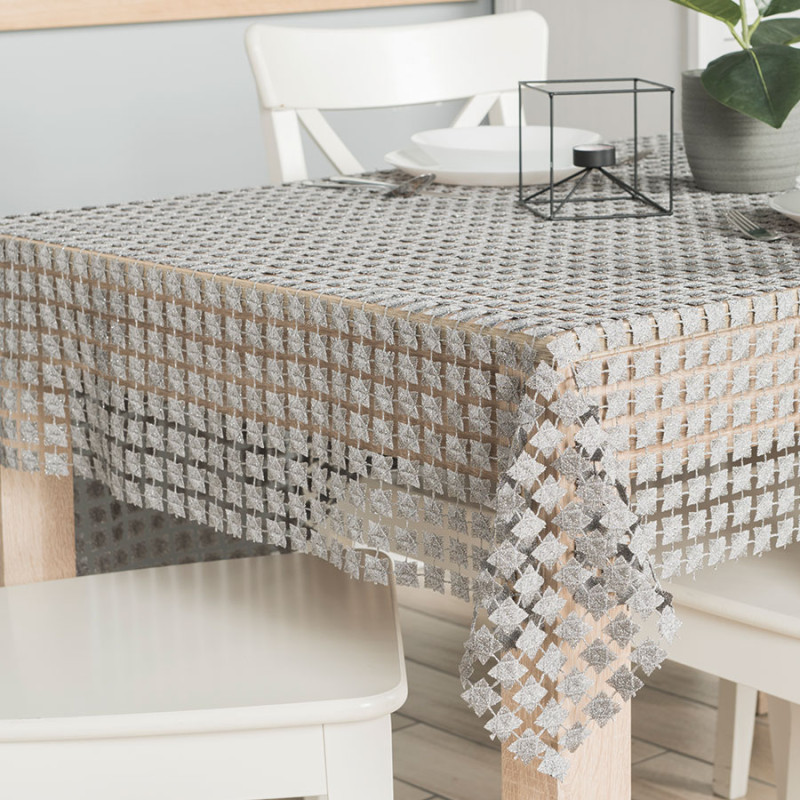 Obrus gipiurowy Jasmina szary z lurexem 140x180cm EAN: 5907693283688