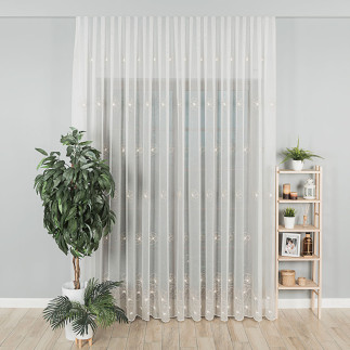 Firanka haftowana pasowa 280cm krem z beżową nitką EAN: 5907693231658