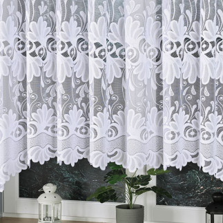Kasjana firanka żakardowa gotowa, szerokość 540 x wysokość 160cm, kolor 001 biały