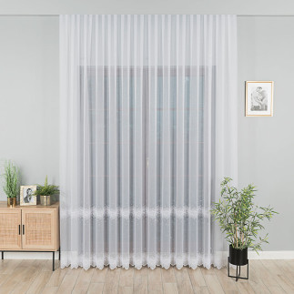 Firanka haftowana z wzorem pasowym, 280cm, kolor biały, EAN: 5907693257856