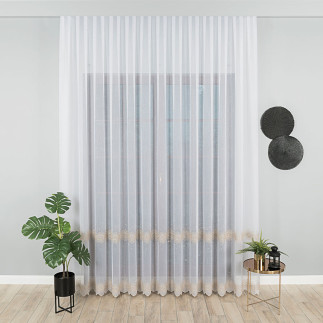 Firanka haftowana pasowa 280cm biało-złota EAN: 5907693257917