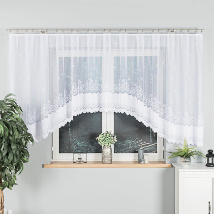 Genowefa firanka żakardowa gotowa, szerokość 450 x wysokość 140cm, kolor 001 biały
