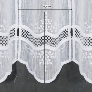 Zazdrostka haftowana panelowa ze wzorem na samym dole, wysokość 90cm, kolor 001 biały