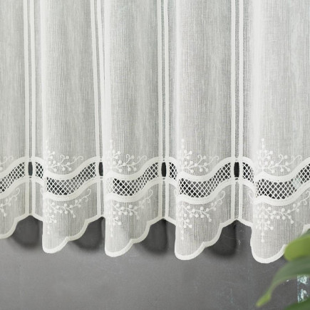 Zazdrostka haftowana panelowa z wzorem dolnym, naturalna 011, wysokość 90cm, EAN: 5907693239548