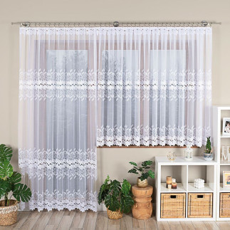 Bastia firanka żakardowa gotowa na prosto, szerokość 400 x wysokość 160cm,  kolor 001 biały