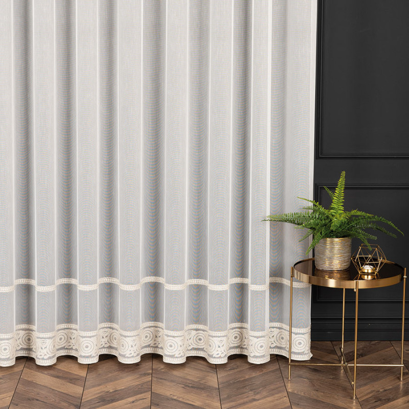 Firanka haftowana Linus 300cm 014 offwhite ze złotym z błyskiem, EAN: 5907693262249