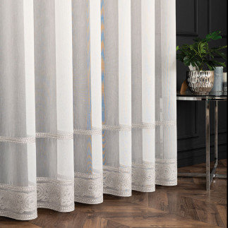 Linus firanka haftowana, wysokość 300cm, kolor 016 offwhite ze srebrnym z błyskiem