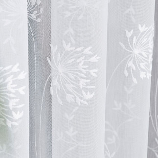 Firanka haftowana ze wzorem pasowym, wysokość 280cm, kolor 001 biały