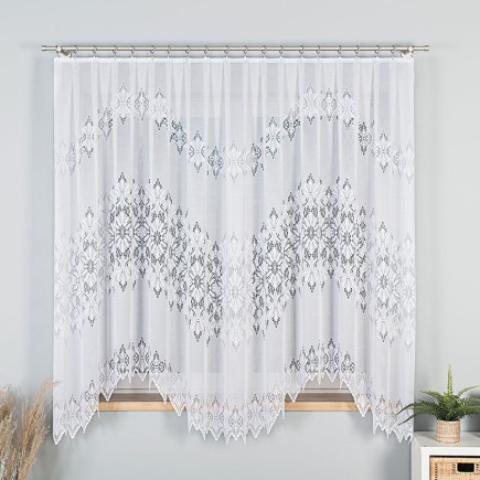 Emilia firanka żakardowa gotowa fala, szerokość 340 x wysokość 180cm, kolor 001 biały