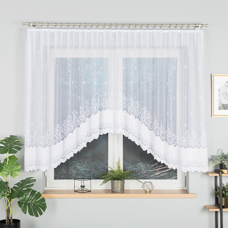 Genowefa firanka żakardowa gotowa, szerokość 350 x wysokość 140cm, kolor 001 biały