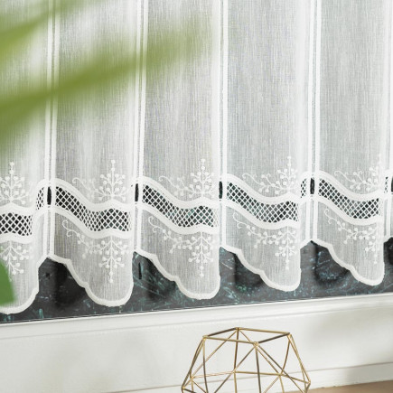 Zazdrostka haftowana panelowa naturalna 60cm z wzorem na dole, kolor 011, EAN: 5907693239531