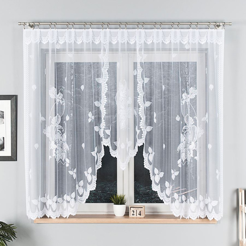 Firanka żakardowa Begonia, 300x160cm, kolor biały, EAN: 5907693291454