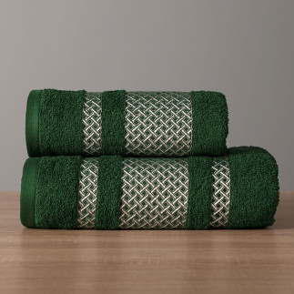 Lionel ręcznik, 70x140cm, kolor 202 ciemno zielony butelkowy ze srebrną bordiurą