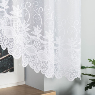 Jowita firanka żakardowa gotowa ze wzorem pasowym, szerokość 300 x wysokość 150cm, kolor 001 biały