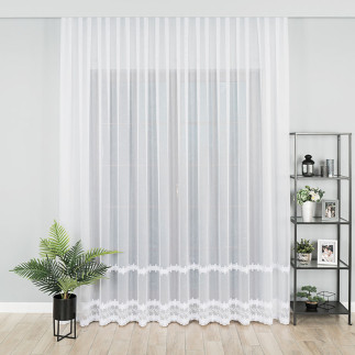 Firanka haftowana pasowa 280cm, kolor biały z błyskiem, EAN: 5907693244924