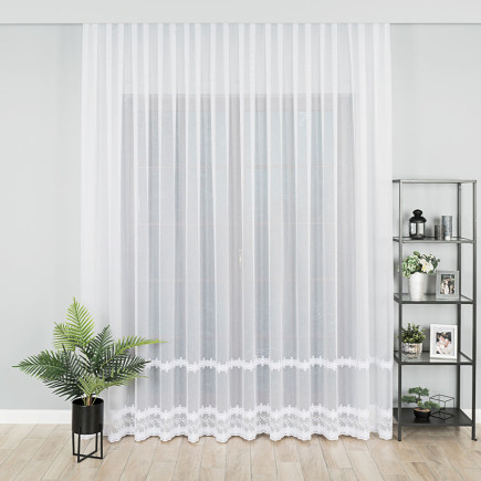 Firanka haftowana pasowa 280cm, kolor biały z błyskiem, EAN: 5907693244924