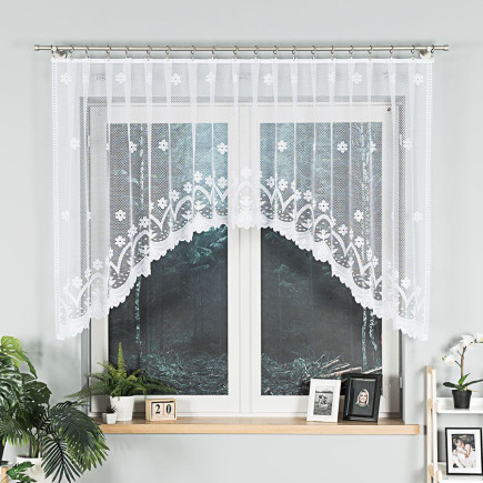 Florentyna firanka żakardowa gotowa, szerokość 330 x wysokość 120cm, kolor 001 biały