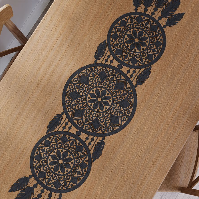 Bieżnik żakardowy Alia, łapacz snów, czarny 36 x 140 cm, EAN: 5907693248335