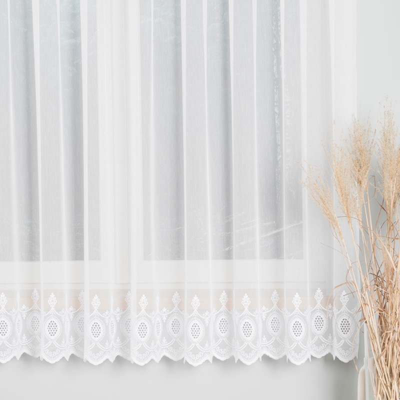 Firanka haftowana biały 180 cm z wzorem na dole, EAN: 5907693266780