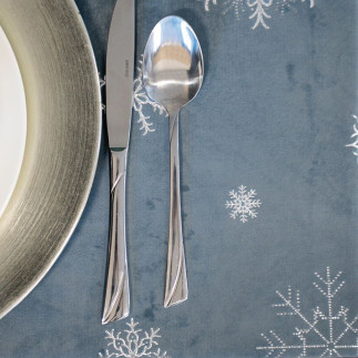 Śnieżki serweta wodoodporna velvet, 85x85cm, kolor 063 jasny niebieski ze srebrnym zdobieniem