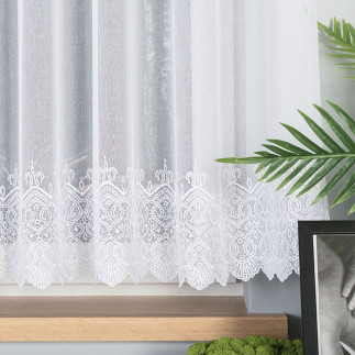 Firanka haftowana ze wzorem na samym dole, wysokość 160cm, kolor 001 biały