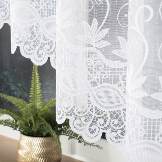 Jowita firanka żakardowa gotowa za wzorem pasowym, szerokość 250 x wysokość 120cm, kolor 001 biały