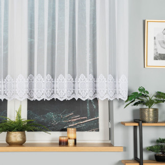 Firanka haftowana ze wzorem na samym dole, wysokość 120cm, kolor 001 biały