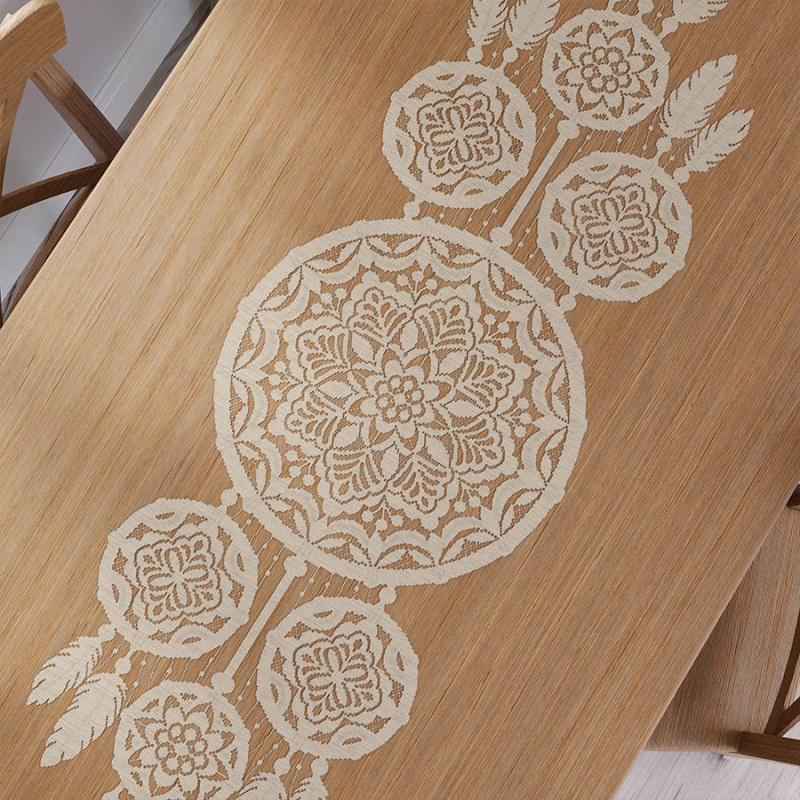 Bieżnik żakardowy Lea, łapacz snów, 45x155cm, kolor naturalny/beż - EAN: 5907693248366 Bieżnik żakardowy Lea, łapacz snów, 45x155cm, kolor naturalny/beż - EAN: 5907693248366