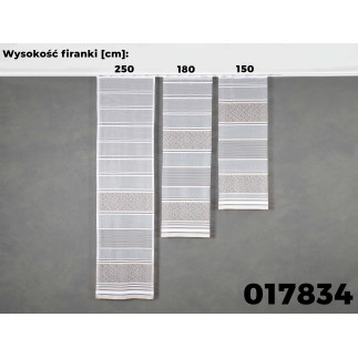 Firanka żakardowa ze wzorem pasowym, wysokość 250cm, kolor 027 stare złoto