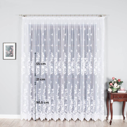 Firanka żakardowa wzór po całości, 250 cm, kolor biały, EAN: 2010000400692