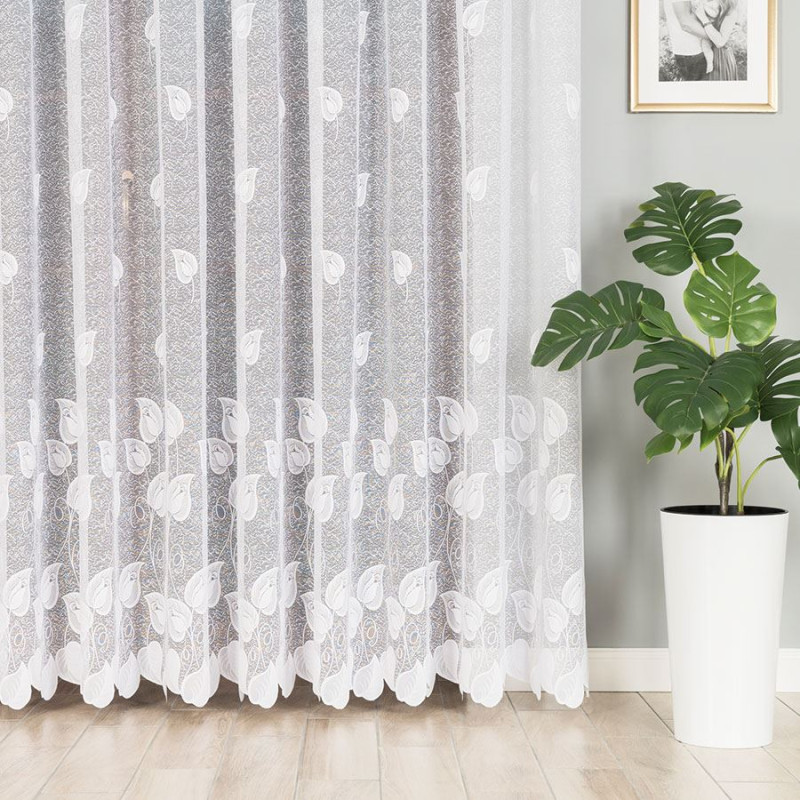 Firanka żakardowa 250cm wzór po całości kolor 001 biały EAN: 5907693240513