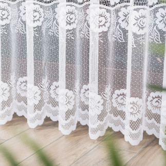 Firanka żakardowa ze wzorem pasowym, wysokość 250cm, kolor 001 biały