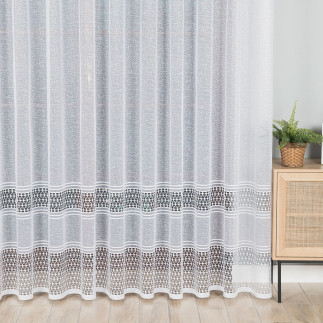 Firanka żakardowa ze wzorem pasowym, wysokość 250cm, kolor 001 biały