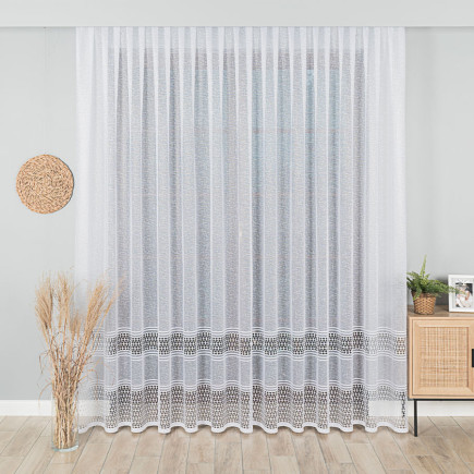 Firanka żakardowa pasowa 250cm, kolor biały 001, EAN: 5907693243057
