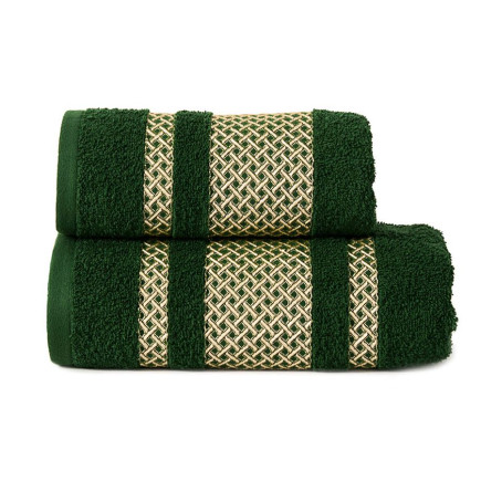 Lionel ręcznik, 50x90cm, kolor 002 ciemno zielony butelkowy ze złotą bordiurą