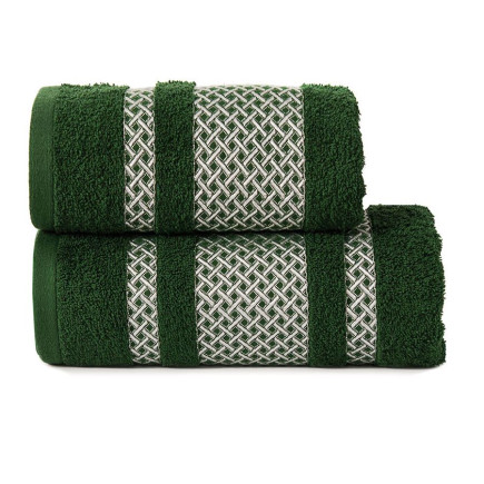 Lionel ręcznik, 50x90cm, kolor 202 ciemno zielony butelkowy ze srebrną bordiurą